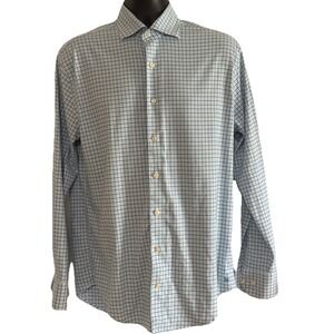 Peter Millar Crown Crafted Blue Gingham Performance Button Down Shirt Men Sz M